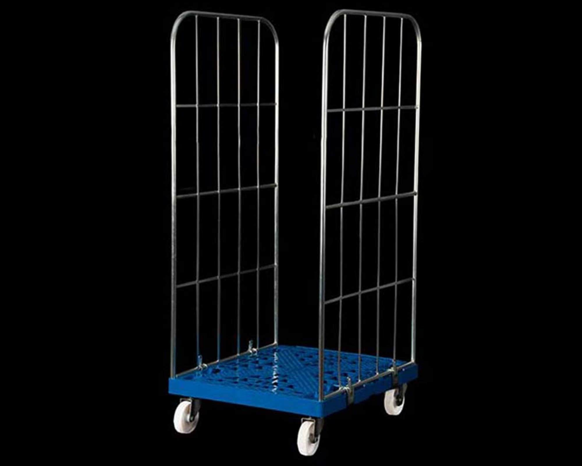 The trolley is designed for retail use or as a storage container with light plastic pallet and insertable walls