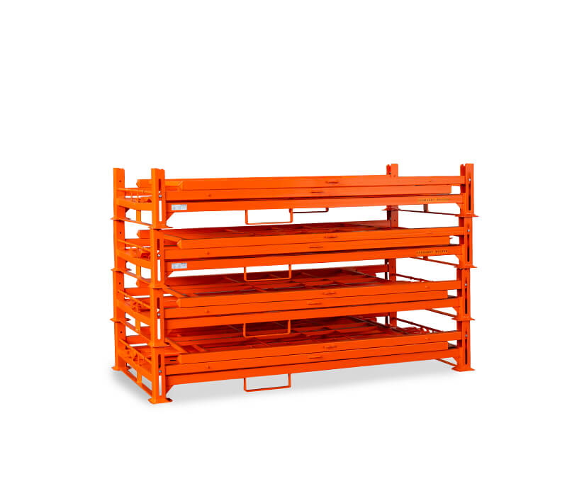 Foldable and stackable racks for bridging seasonal fluctuations
